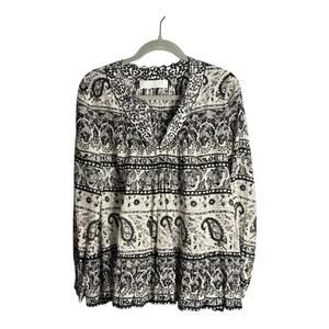 Thakoon Addition Black White Paisley Print Long Sleeve Blouse 6